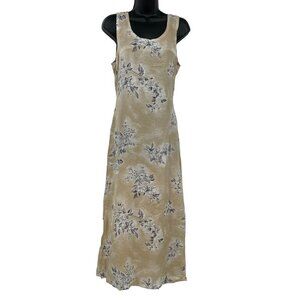 Vintage Floral Shimmery Midi Shift Dress Women's Medium Tank Summer‎ Casual